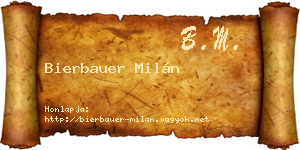 Bierbauer Milán névjegykártya